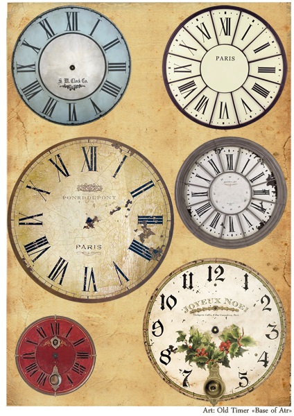 Декупажные карты Старинные часы циферблаты Base of Art новые тонкие